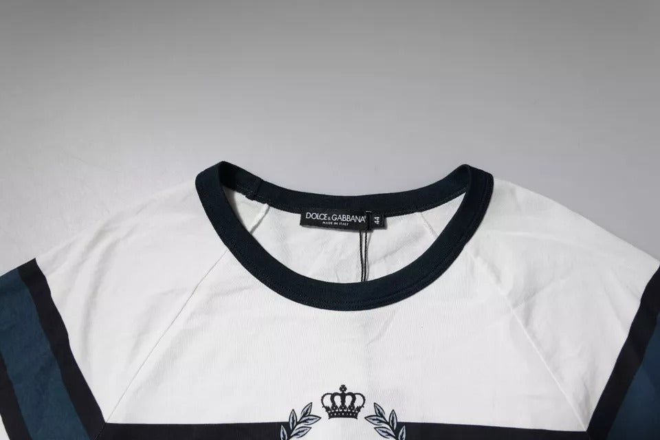 Dolce & Gabbana T-shirt girocollo da uomo in cotone con stampa logo bianco