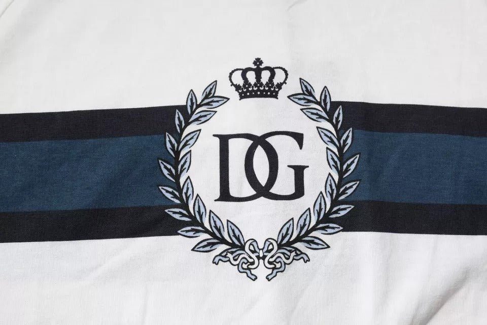Dolce & Gabbana T-shirt girocollo da uomo in cotone con stampa logo bianco