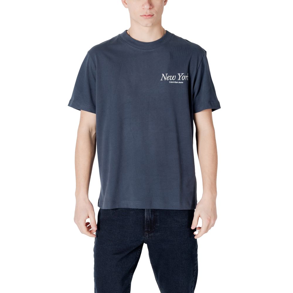 Maglietta in cotone blu Calvin Klein Jeans