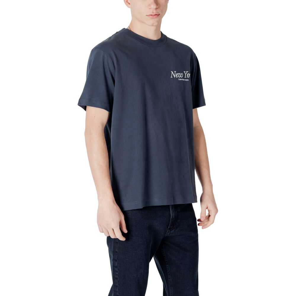 Maglietta in cotone blu Calvin Klein Jeans