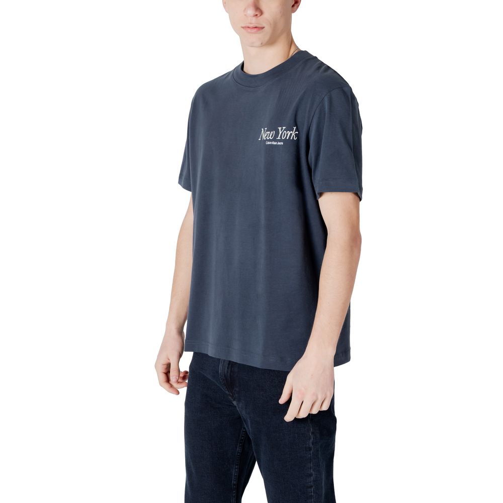 Maglietta in cotone blu Calvin Klein Jeans