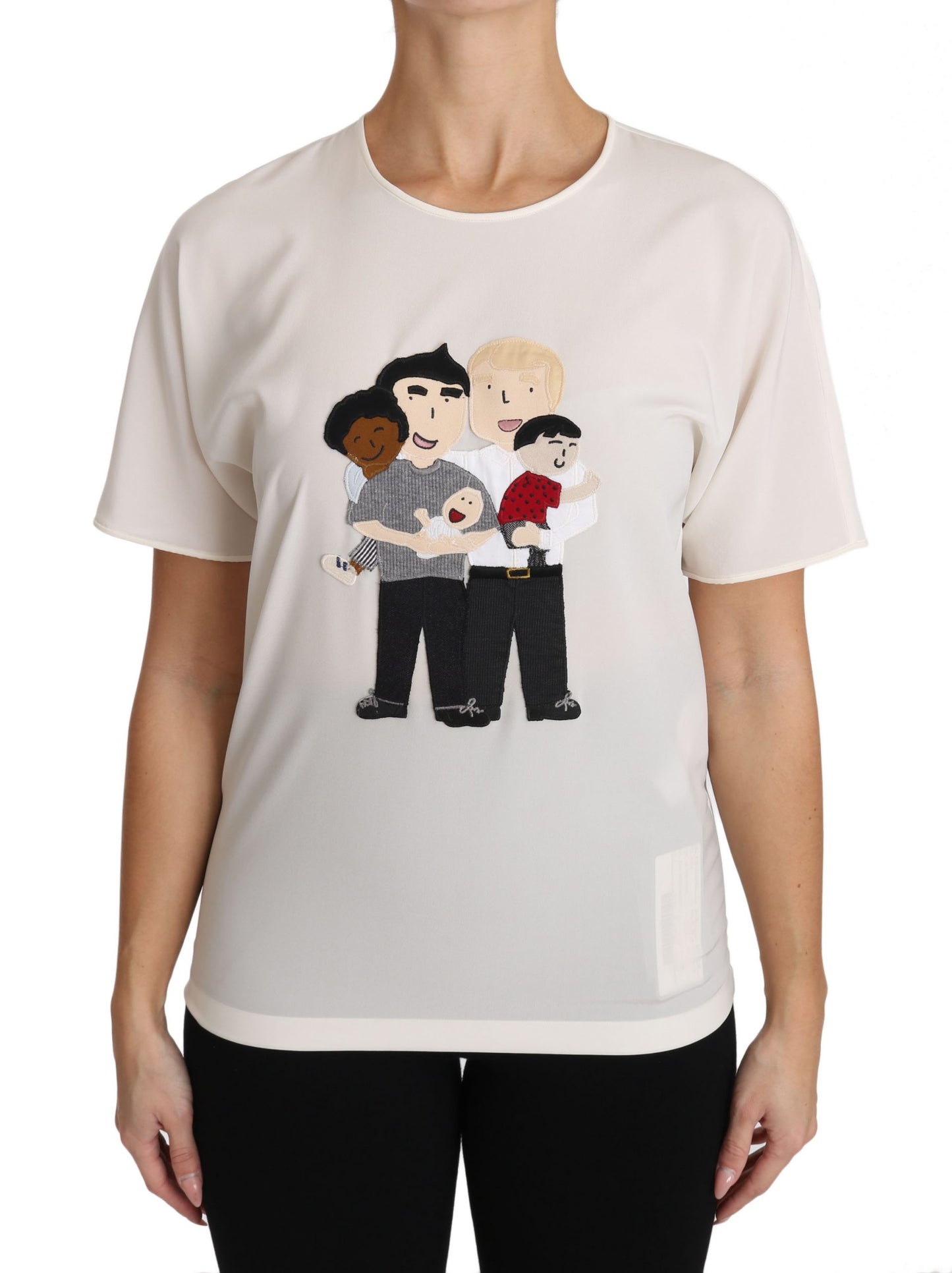 Dolce & Gabbana Blusa elegante girocollo in seta con applicazioni