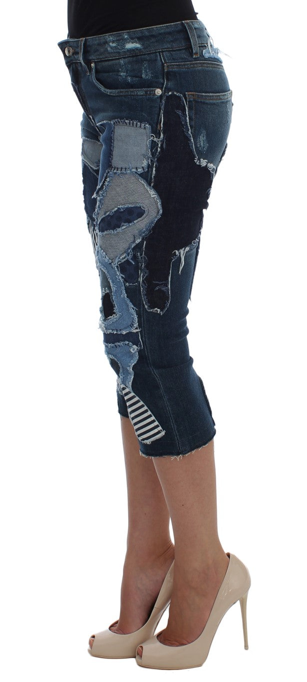 Dolce & Gabbana Pantaloncini di jeans patchwork blu chic