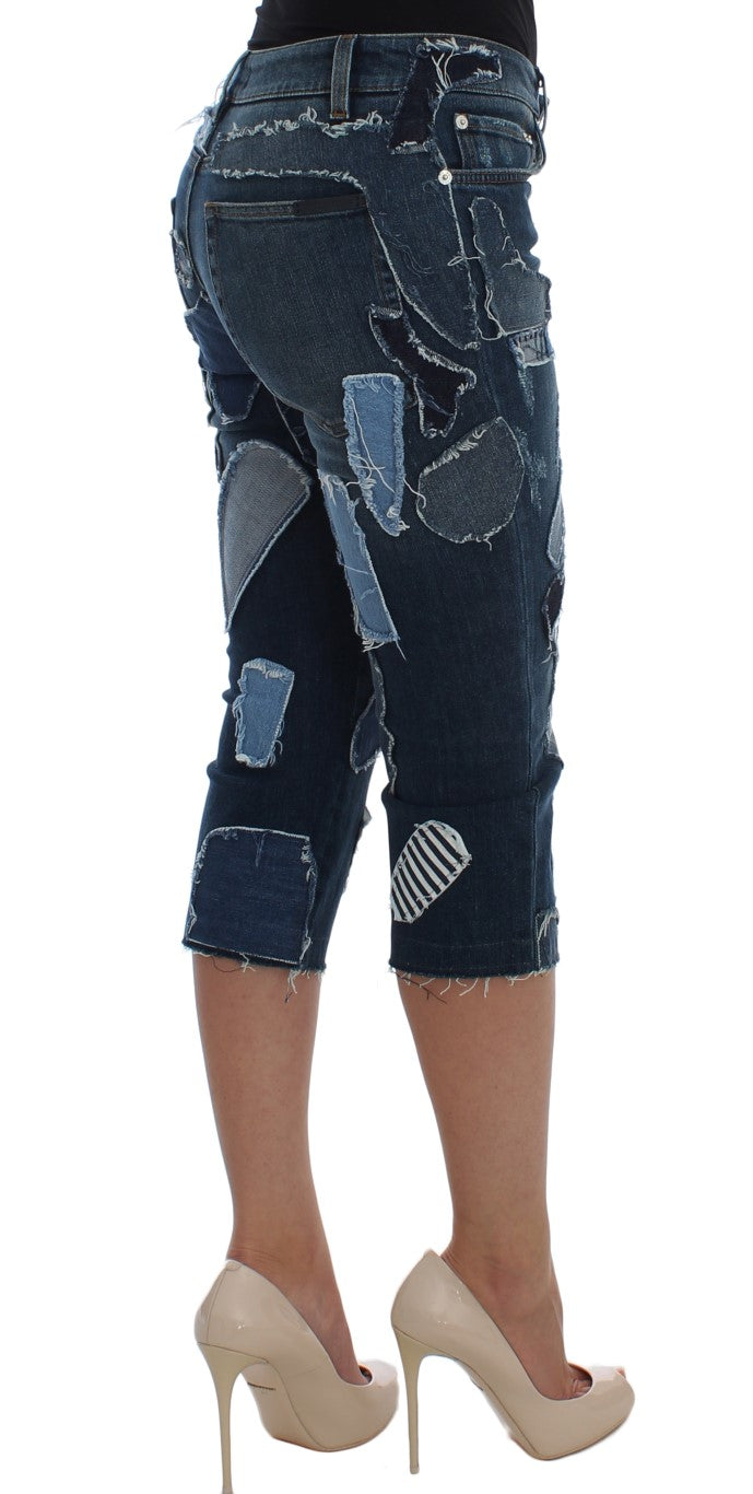 Dolce & Gabbana Pantaloncini di jeans patchwork blu chic