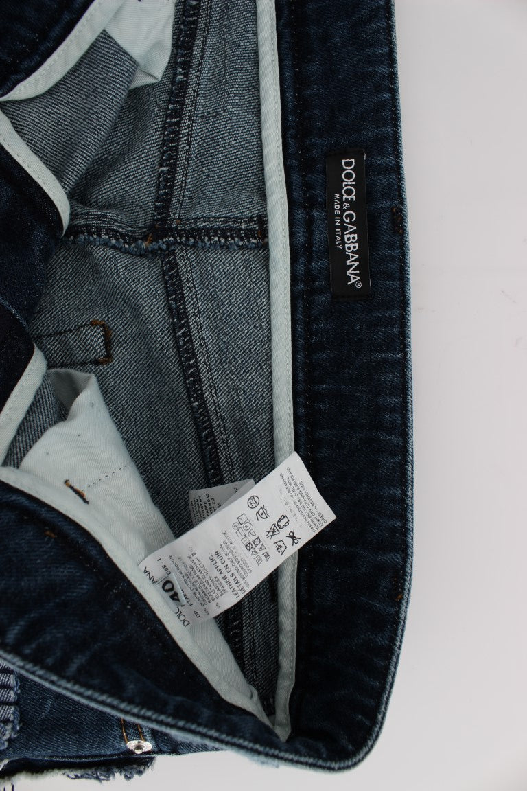 Dolce & Gabbana Pantaloncini di jeans patchwork blu chic