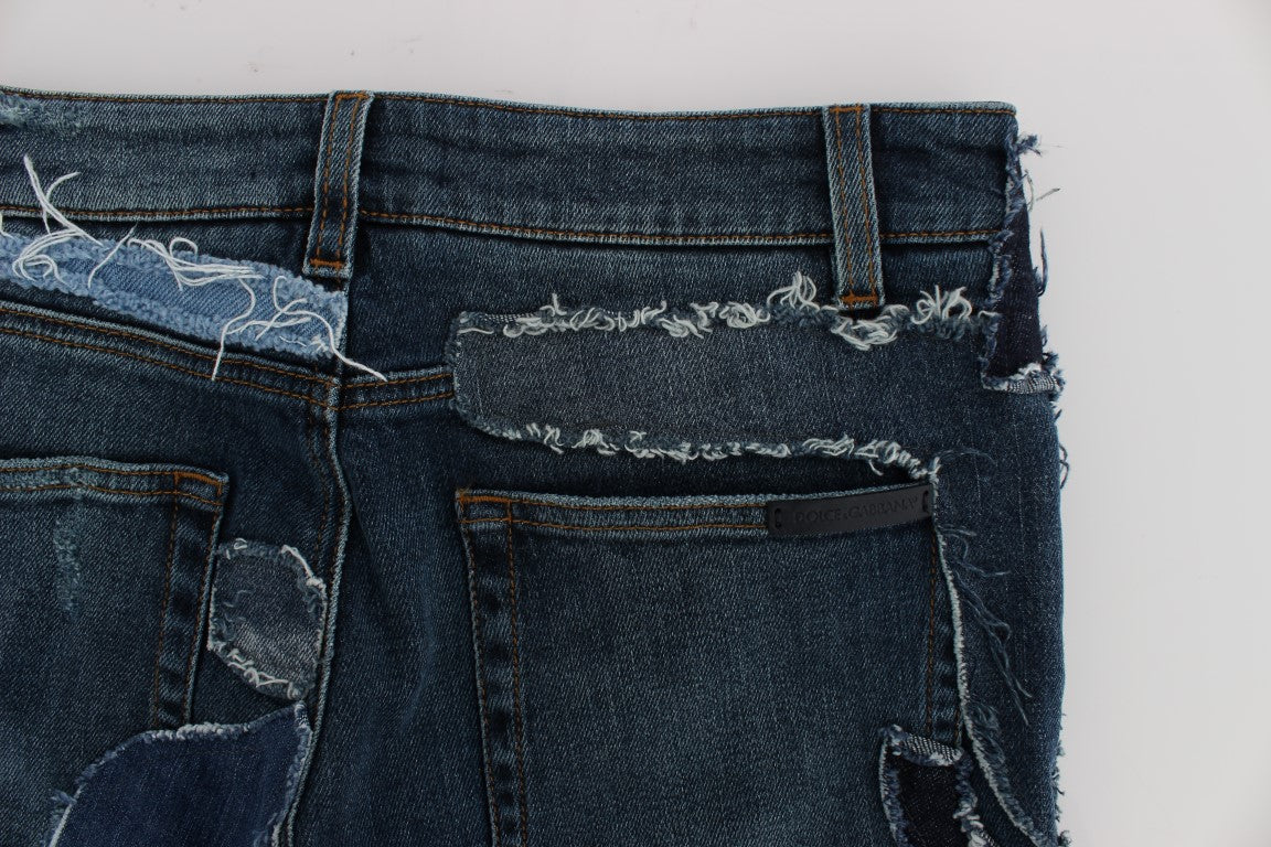 Dolce & Gabbana Pantaloncini di jeans patchwork blu chic