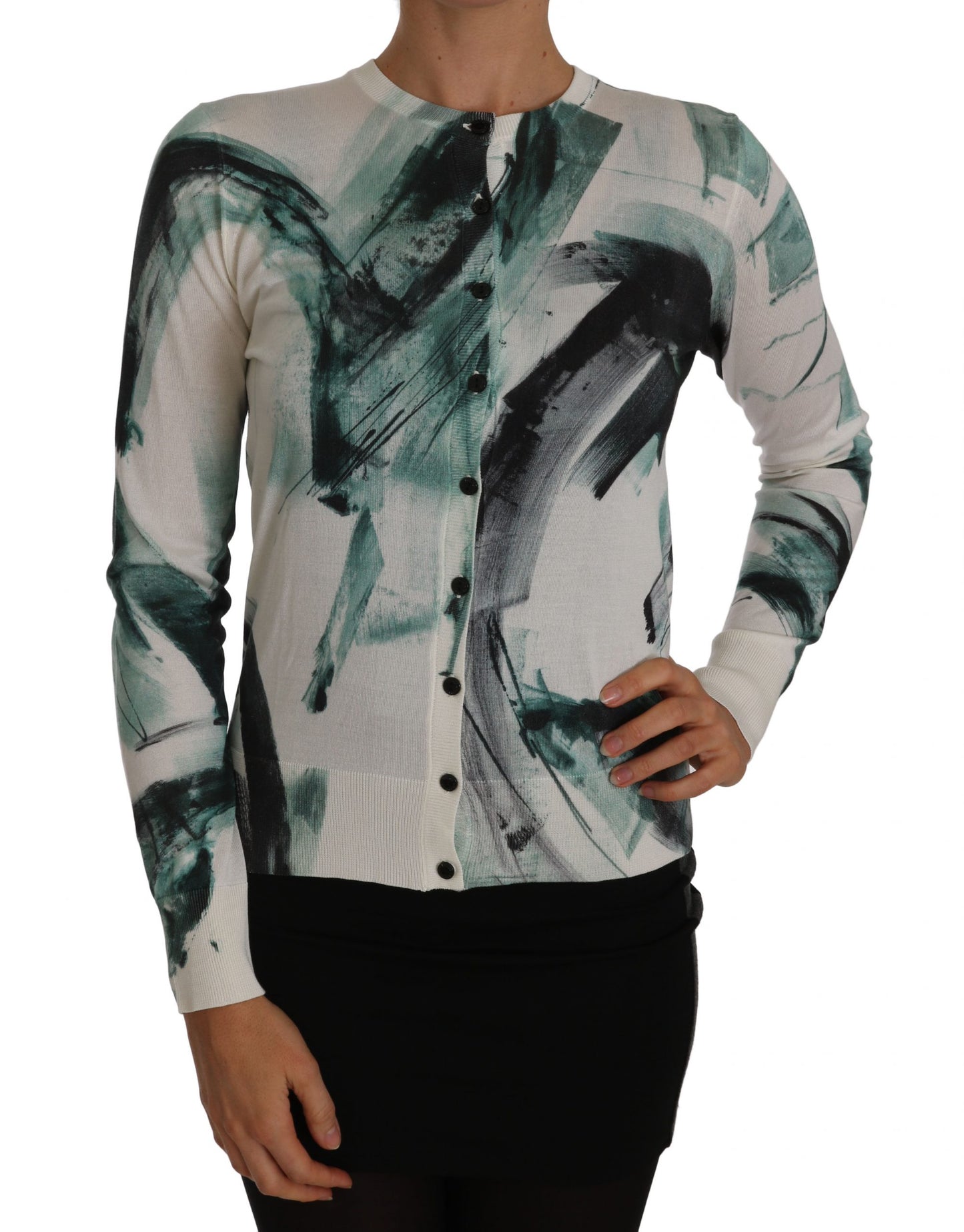 Dolce & Gabbana Elegante cardigan leggero in seta bianca