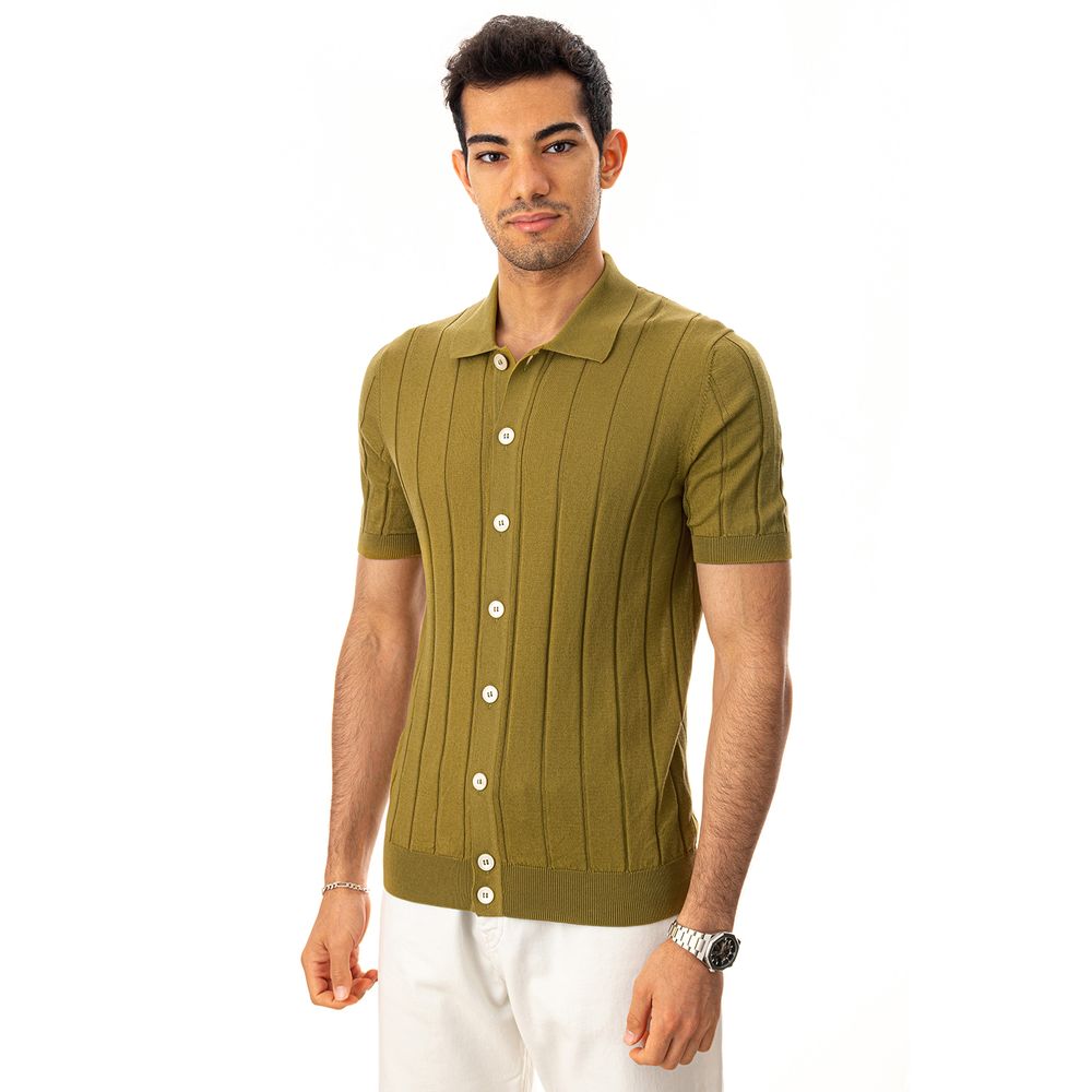 Gran Sasso Elegante T-Shirt Verde in Cotone per Uomo