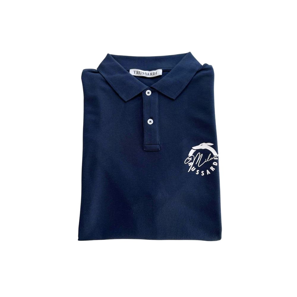 Trussardi Beachwear Blue Cotton Men Polo Shirt