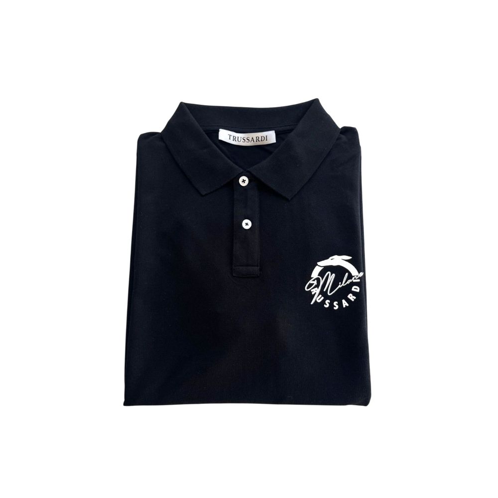 Trussardi Beachwear Black Cotton Men Polo Shirt
