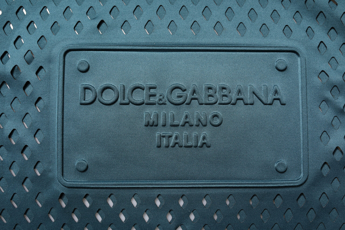 Dolce & Gabbana Green Perforated DG Embossed Pullover Sweater