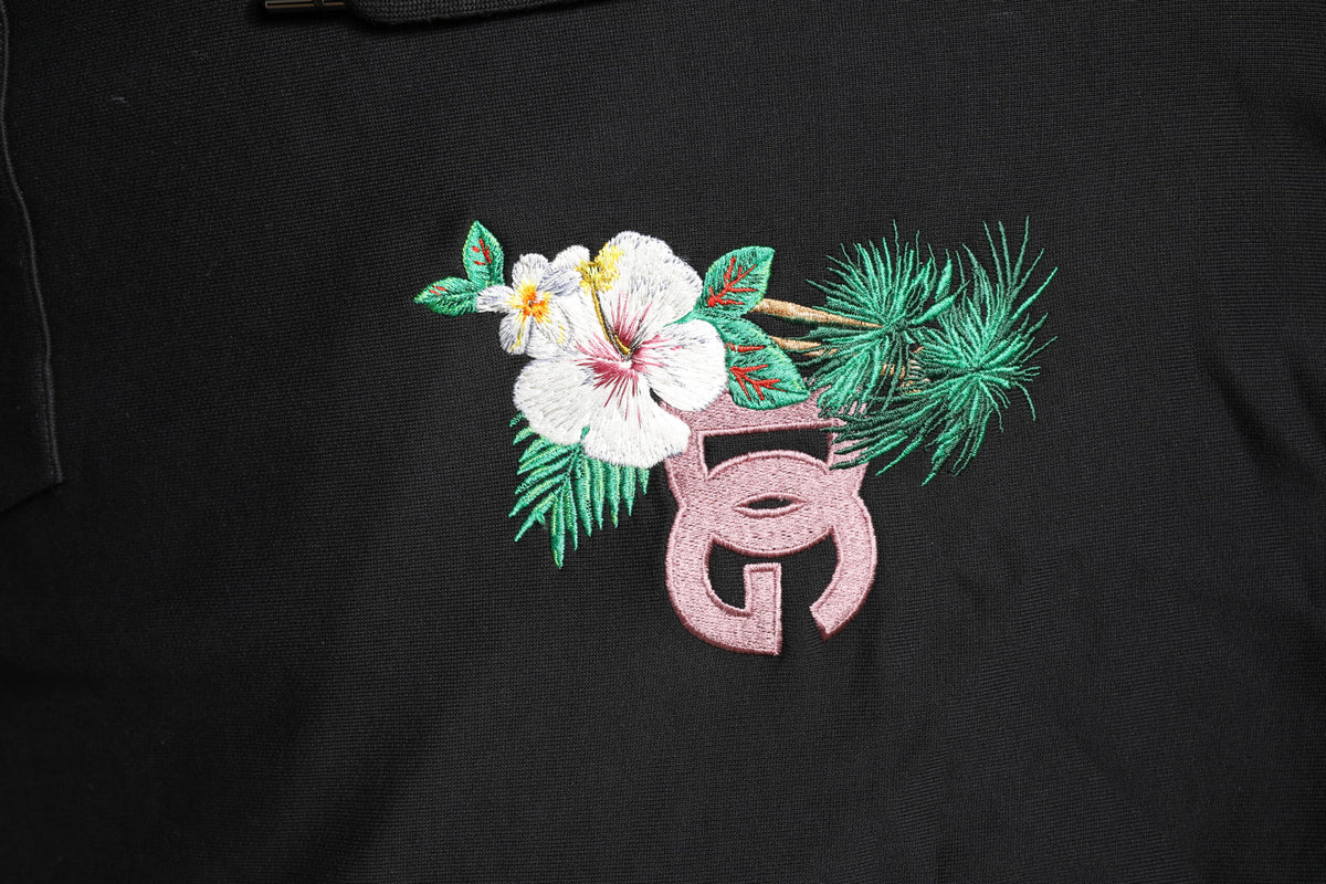 Dolce & Gabbana Black Embroidery Hooded Sweatshirt Sweater
