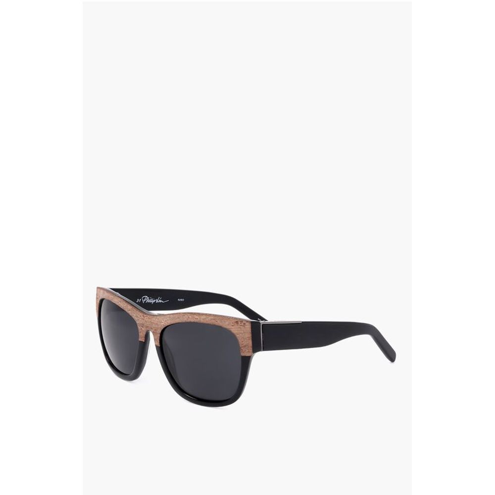 Linda Farrow PHILLIP LIM Wayfarer Sunglasses with Wood Effect Detail
