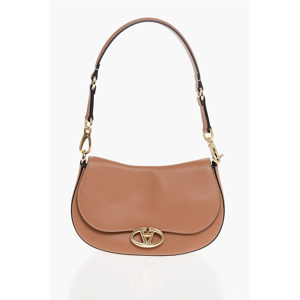Valentino Leather Shoulder Bag with Logoed Buckle