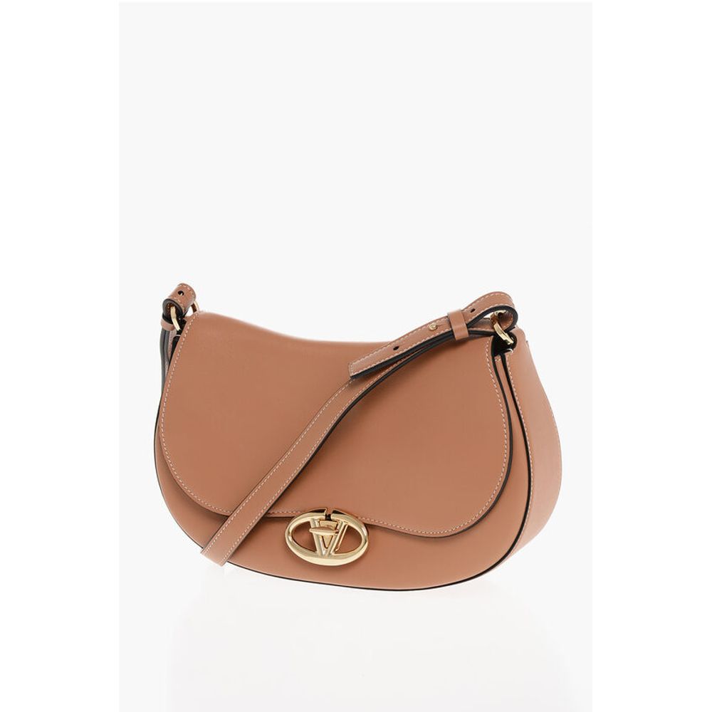 Valentino Leather Shoulder Bag with Logoed Buckle