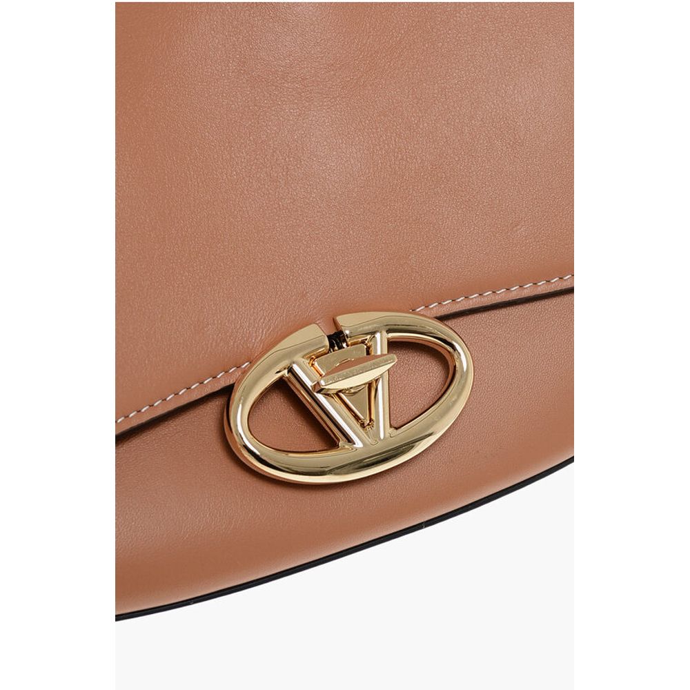 Valentino Leather Shoulder Bag with Logoed Buckle