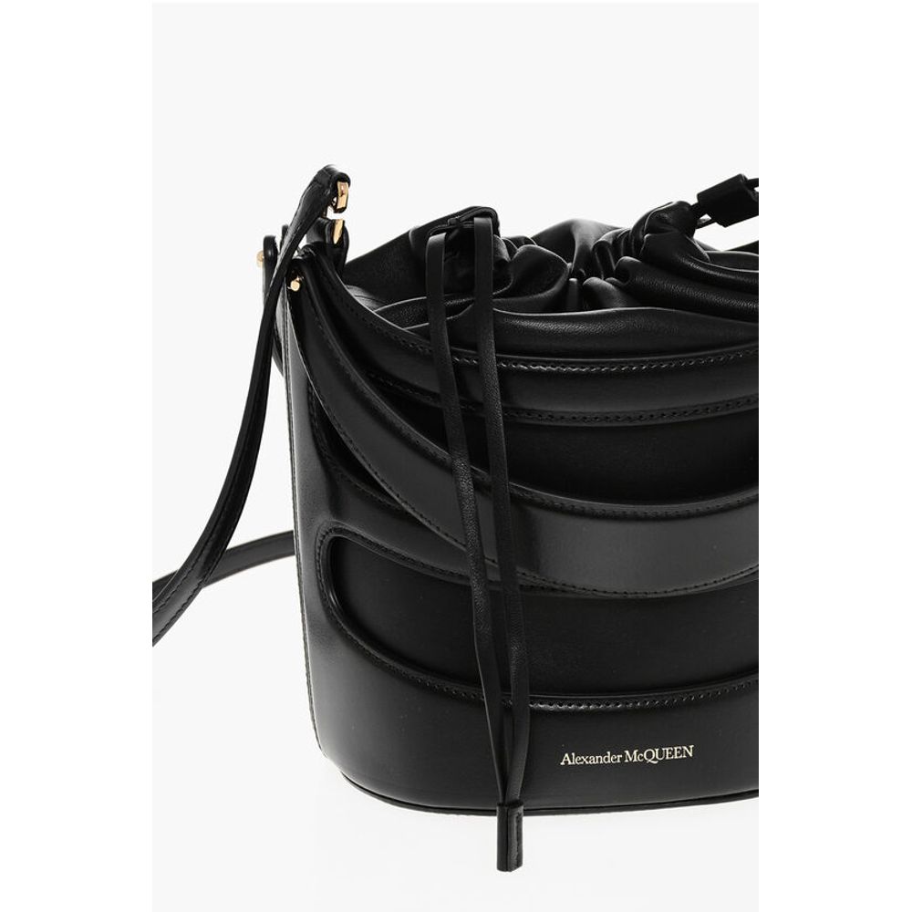 Alexander McQueen Leather THE RISE Bucket Bag with Removable Shoulder Strap