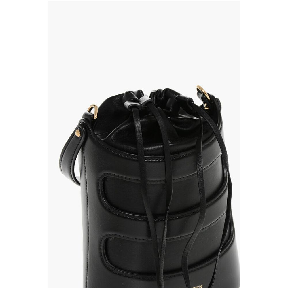 Alexander McQueen Leather THE RISE Mini Bucket Bag with Shoulder Chain