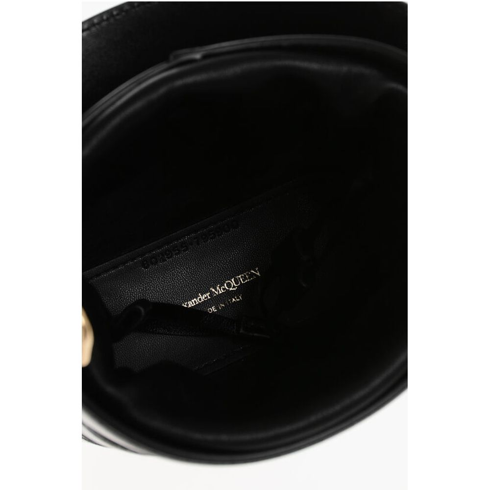 Alexander McQueen Leather THE RISE Mini Bucket Bag with Shoulder Chain
