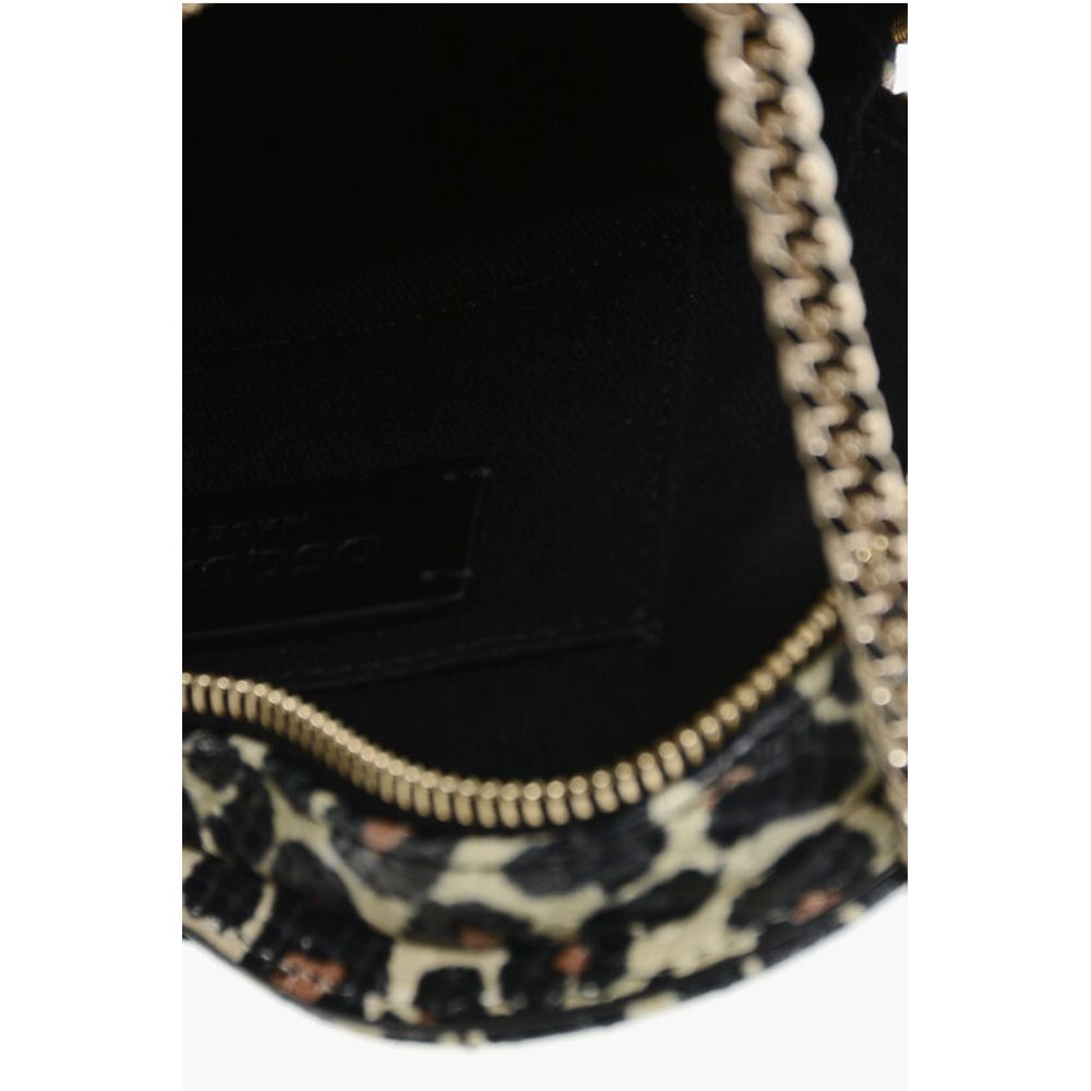 Dsquared² Animal Patterned Leather Heart-shaped Clutch