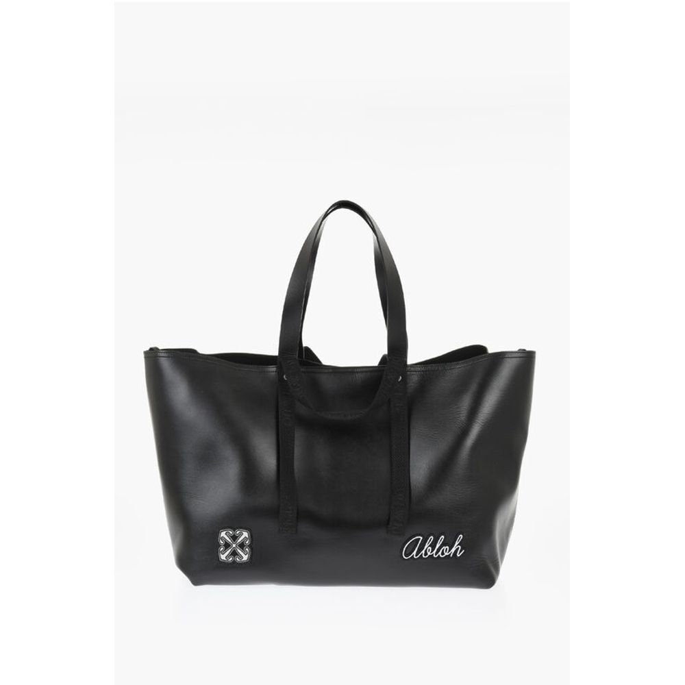 Off-White Leather DAY OFF VARSITY Weekend Bag with Contrasting Patches