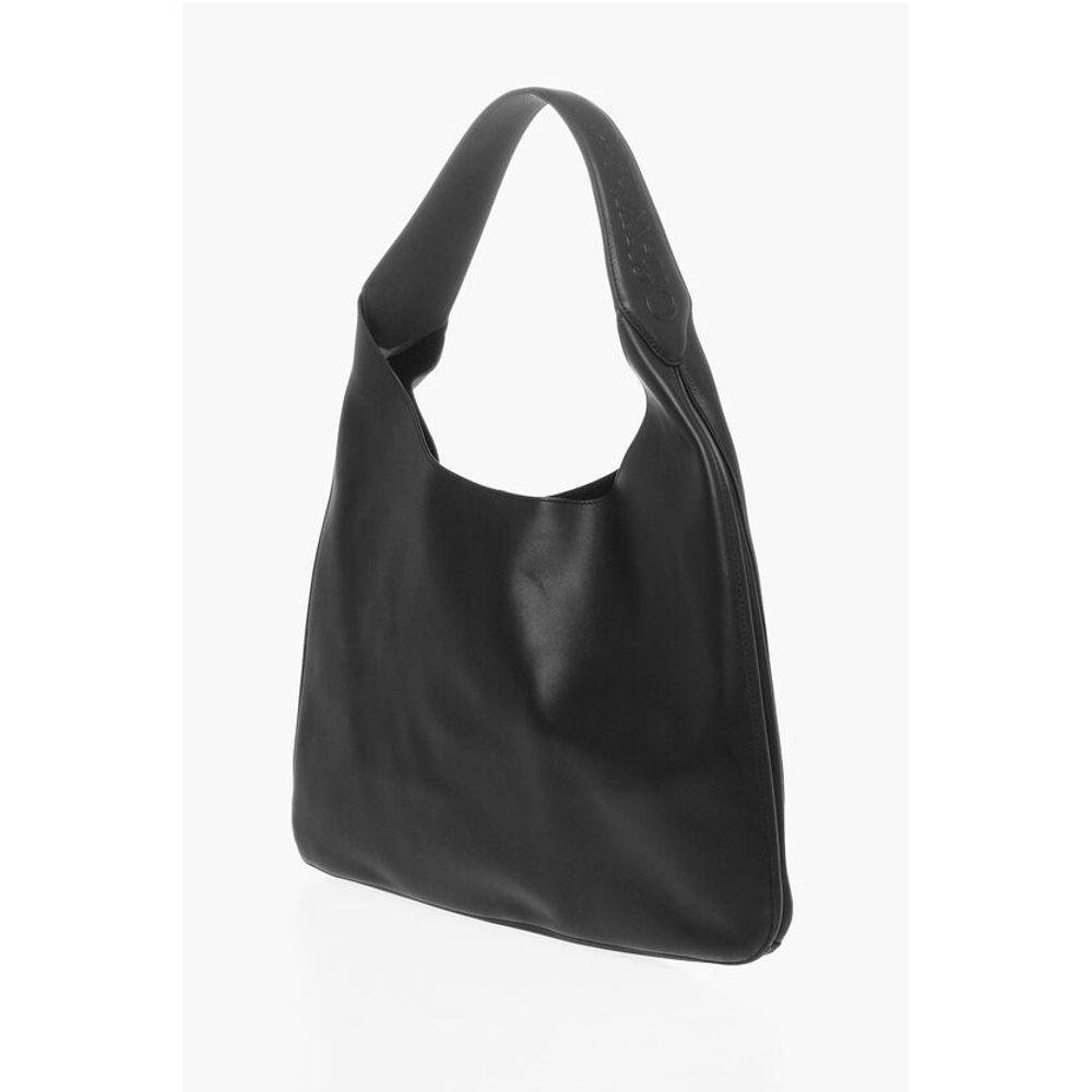 Off-White Solid Color Leather METROPOLITAN Hobo Bag