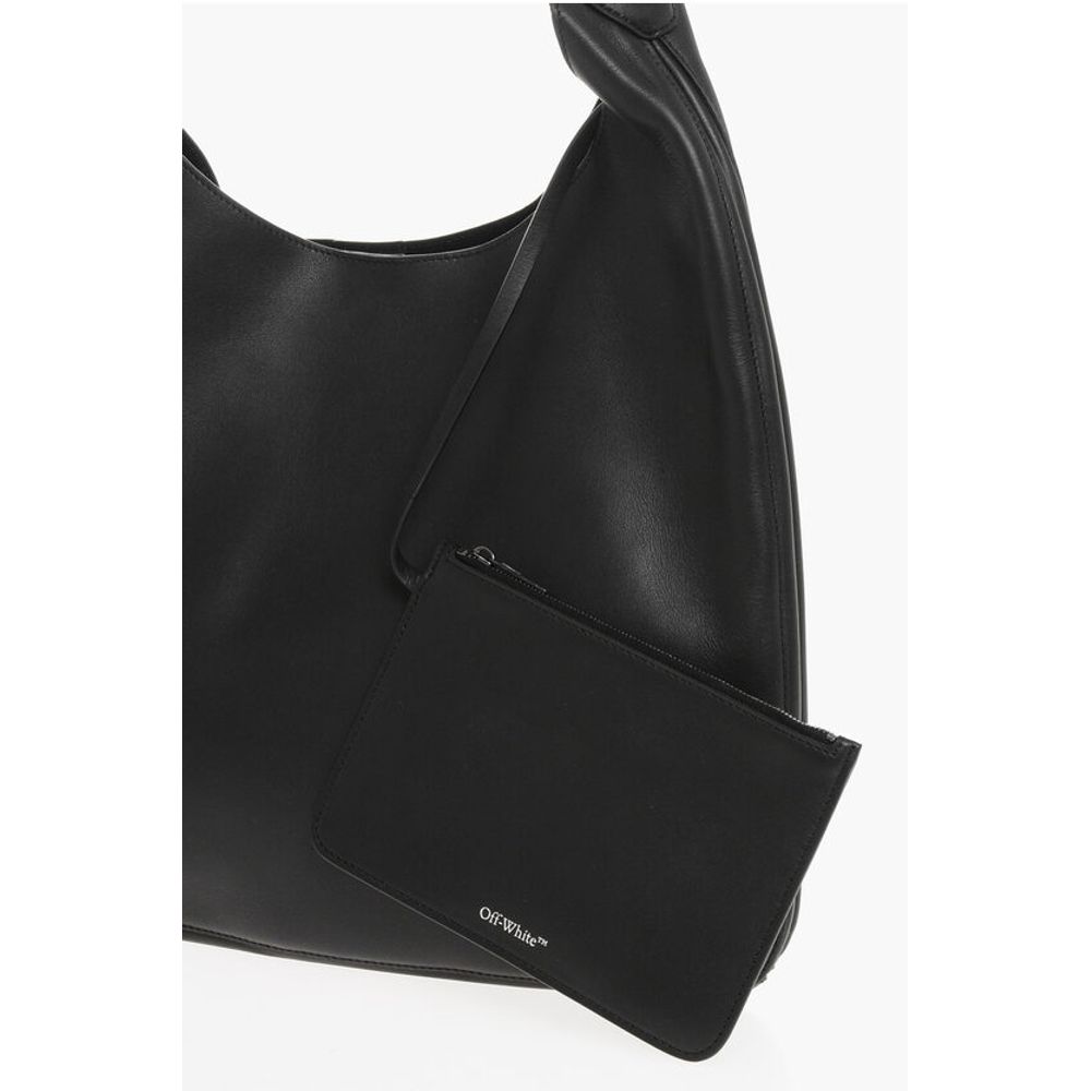 Off-White Solid Color Leather METROPOLITAN Hobo Bag