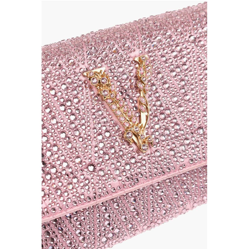 Versace Rhinestone Shoulder Bag with Golden-Effect Monogram