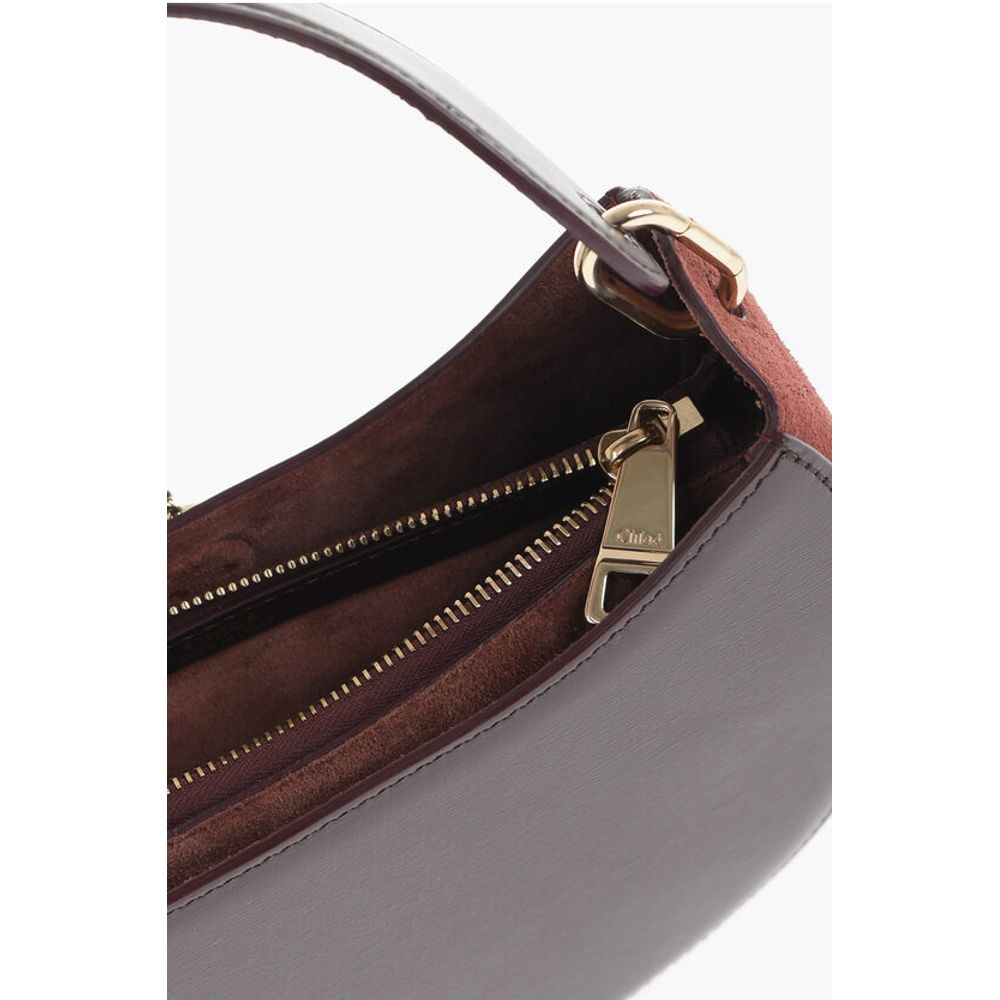 Chloé Solid Color Leather Hobo Bag with Suede Detail