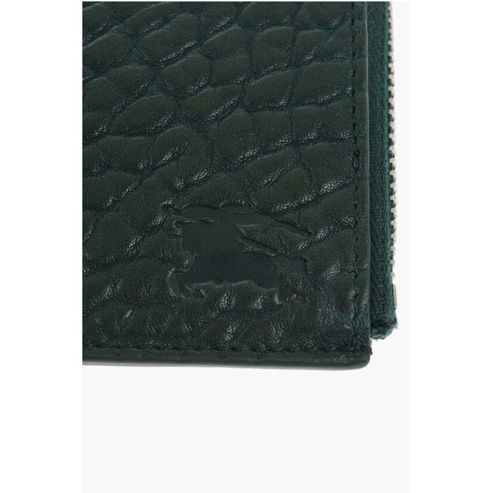 Burberry Textured Leather Wallet with Silver-Tone Chain
