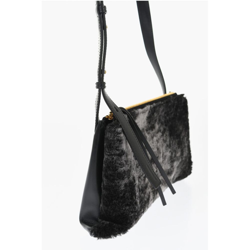 Jil Sander Shearling EMPIRE Shoulder Bag with Adjustable Strap