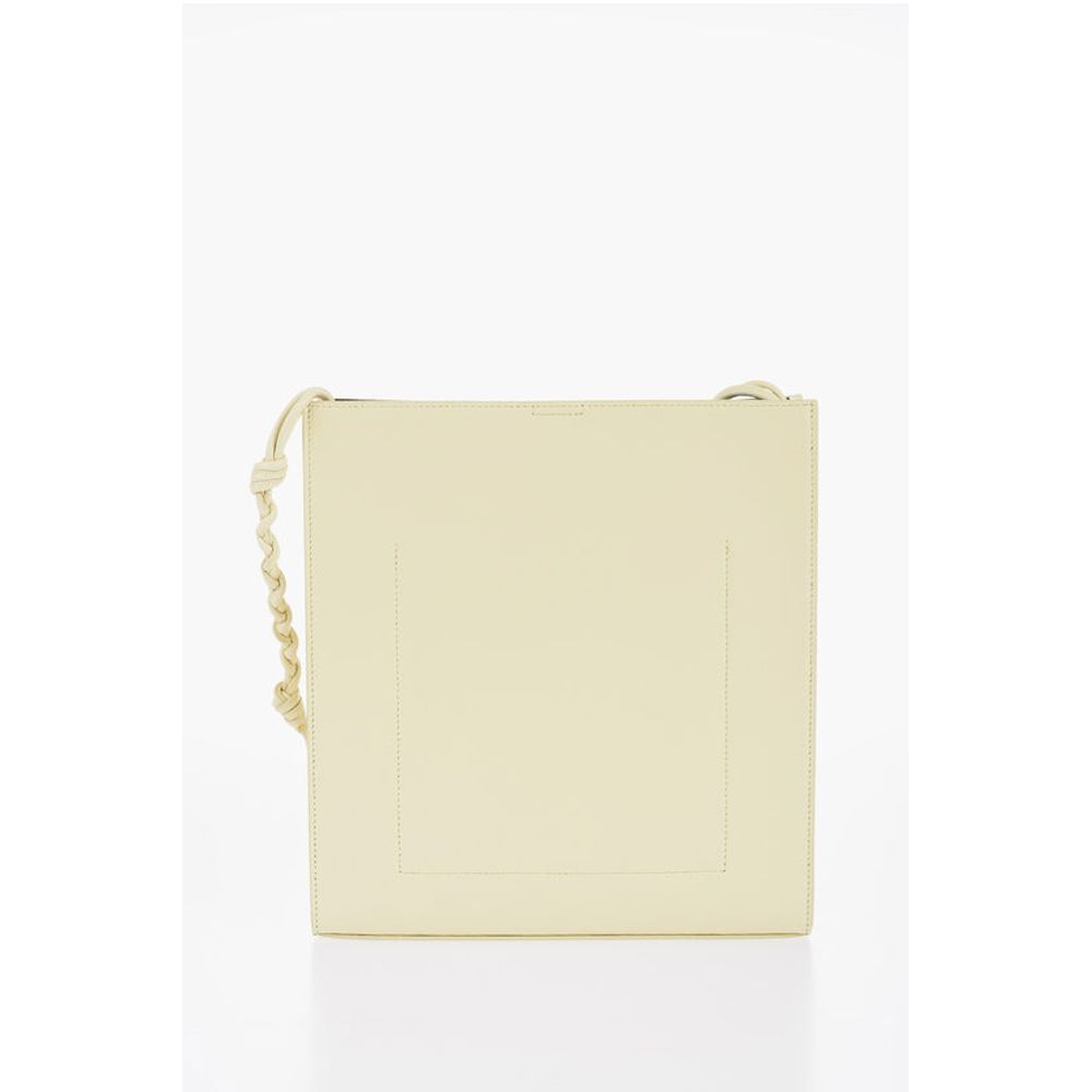 Jil Sander Leather Slim TANGLE Shoulder Bag with Woven Shoulder Strap