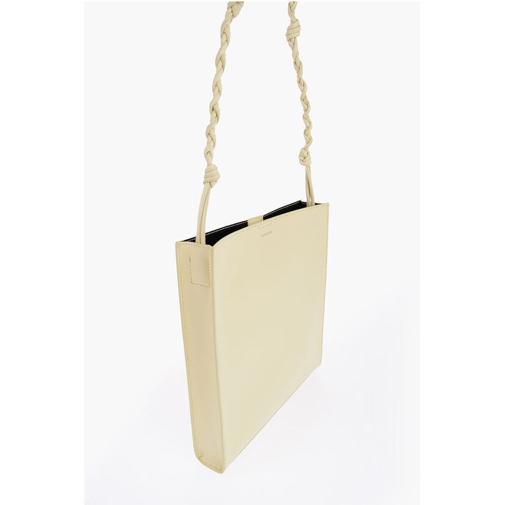 Jil Sander Leather Slim TANGLE Shoulder Bag with Woven Shoulder Strap