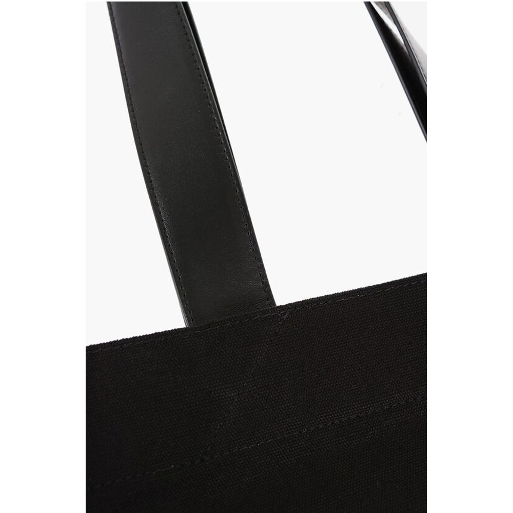 Jil Sander Canvas Shopper Bag with Leather Handles