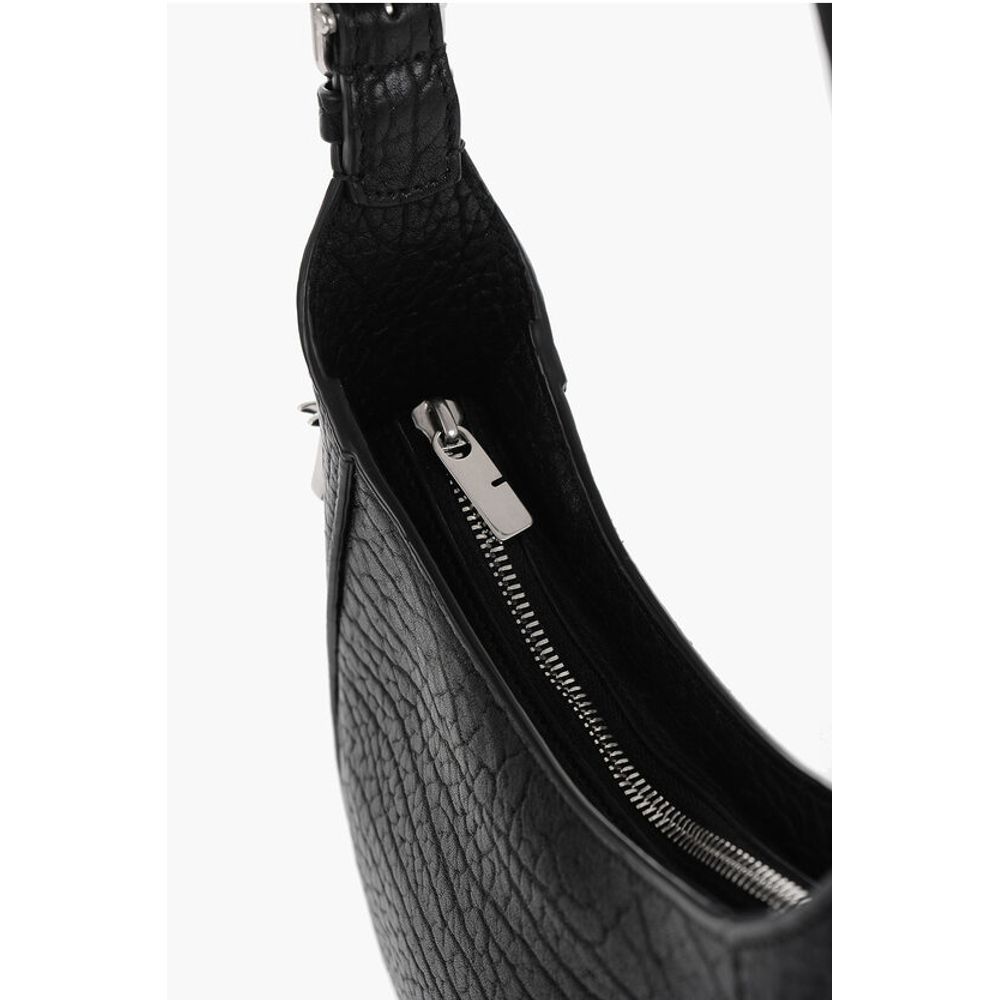 Burberry Textured Leather CHESS BAGUETTE Shoulder Bag with Silver-Ton