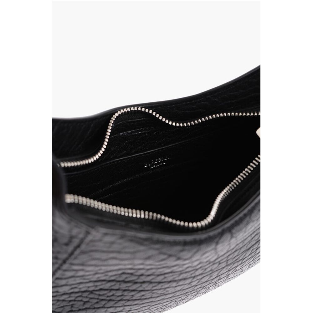 Burberry Textured Leather CHESS BAGUETTE Shoulder Bag with Silver-Ton