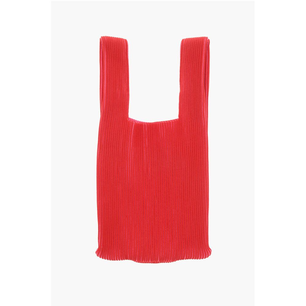 Last Frame Two-Tone Knitted Tote Bag with Faux Leather Shoulder Strap