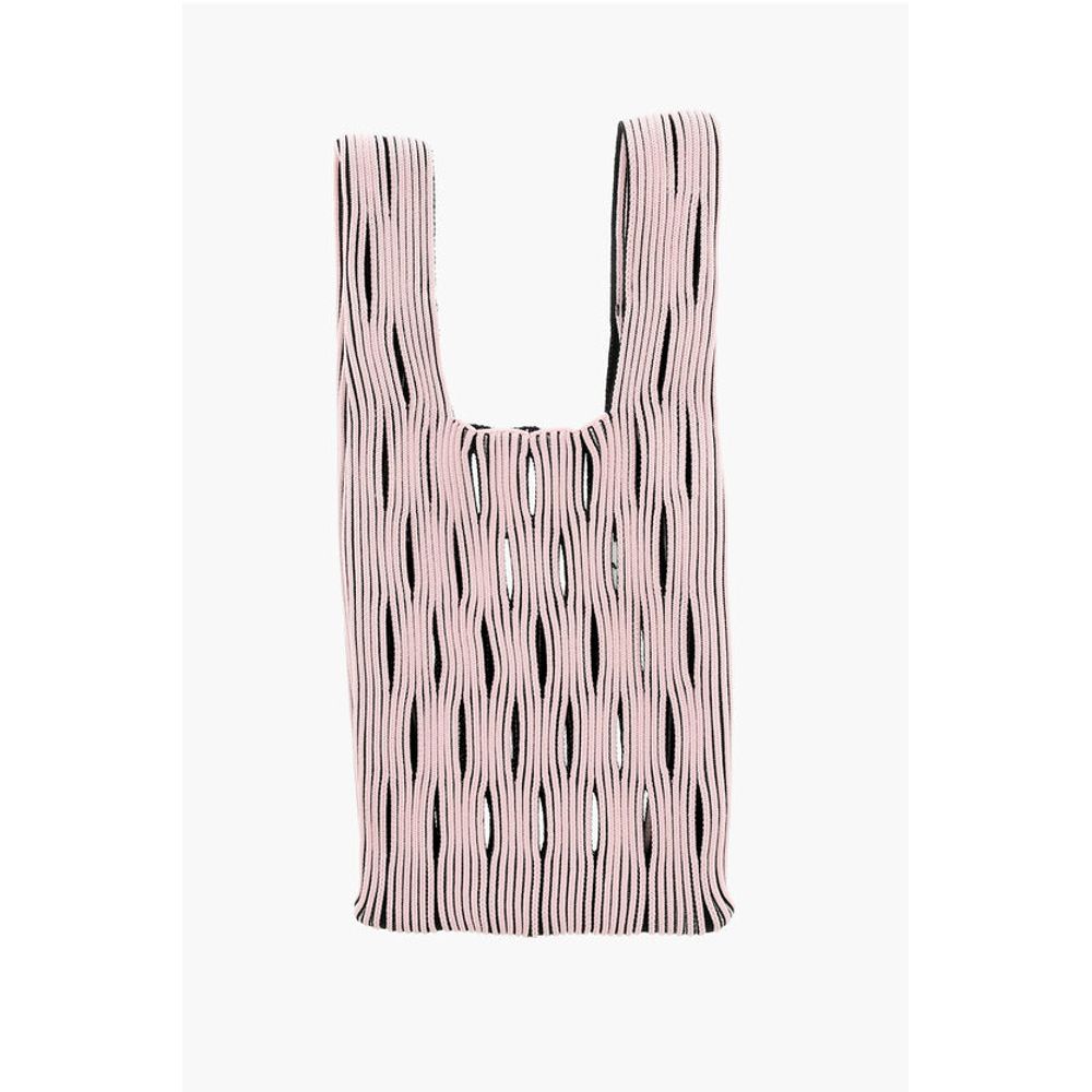 Last Frame Two-Tone Knitted Tote Bag with Cut-Out Details