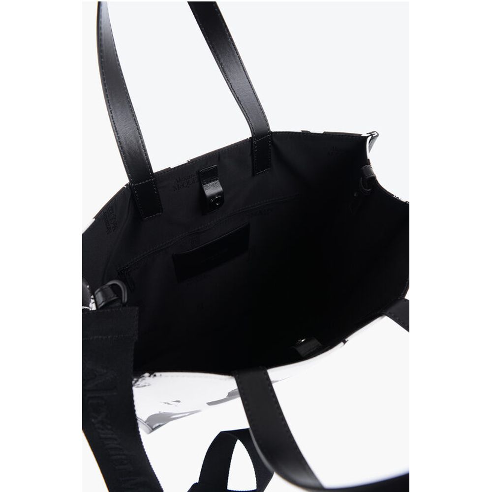 Alexander McQueen Logoed Fabric Tote Bag with Leather Detail