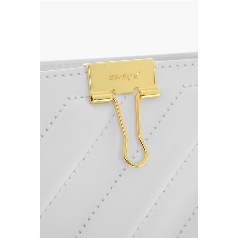 Off-White Leather CROSS Tote Bag with Golden Details