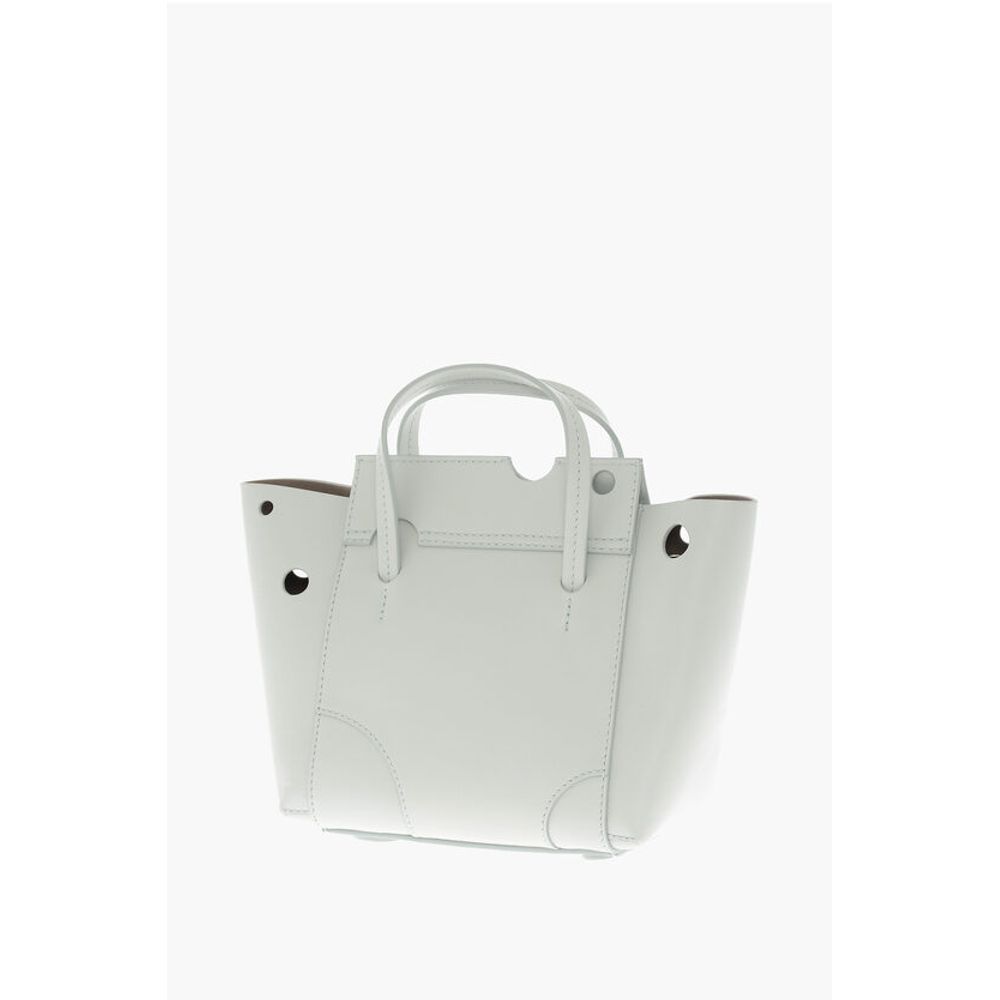 Off-White Leather BURROW Tote Bag with Cut-Out Details