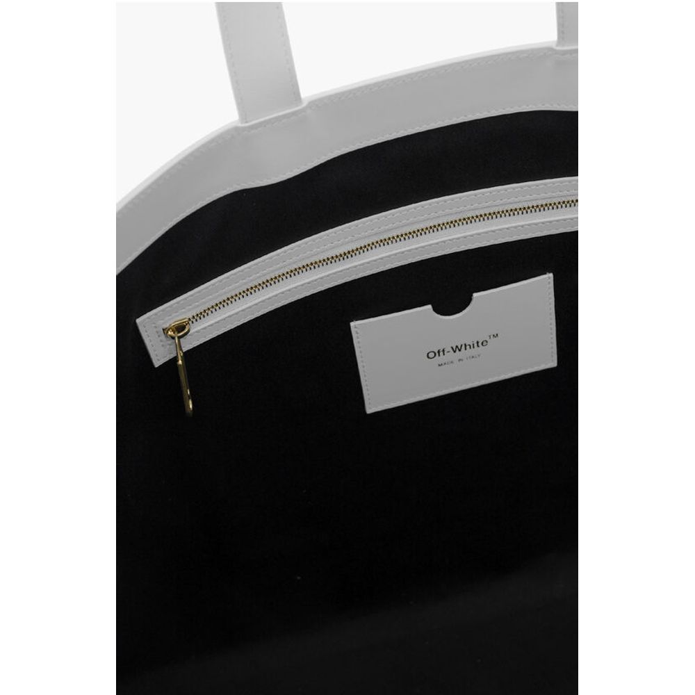Off-White Leather DIAG HYBRID Tote Bag with Removable Shoulder Strap