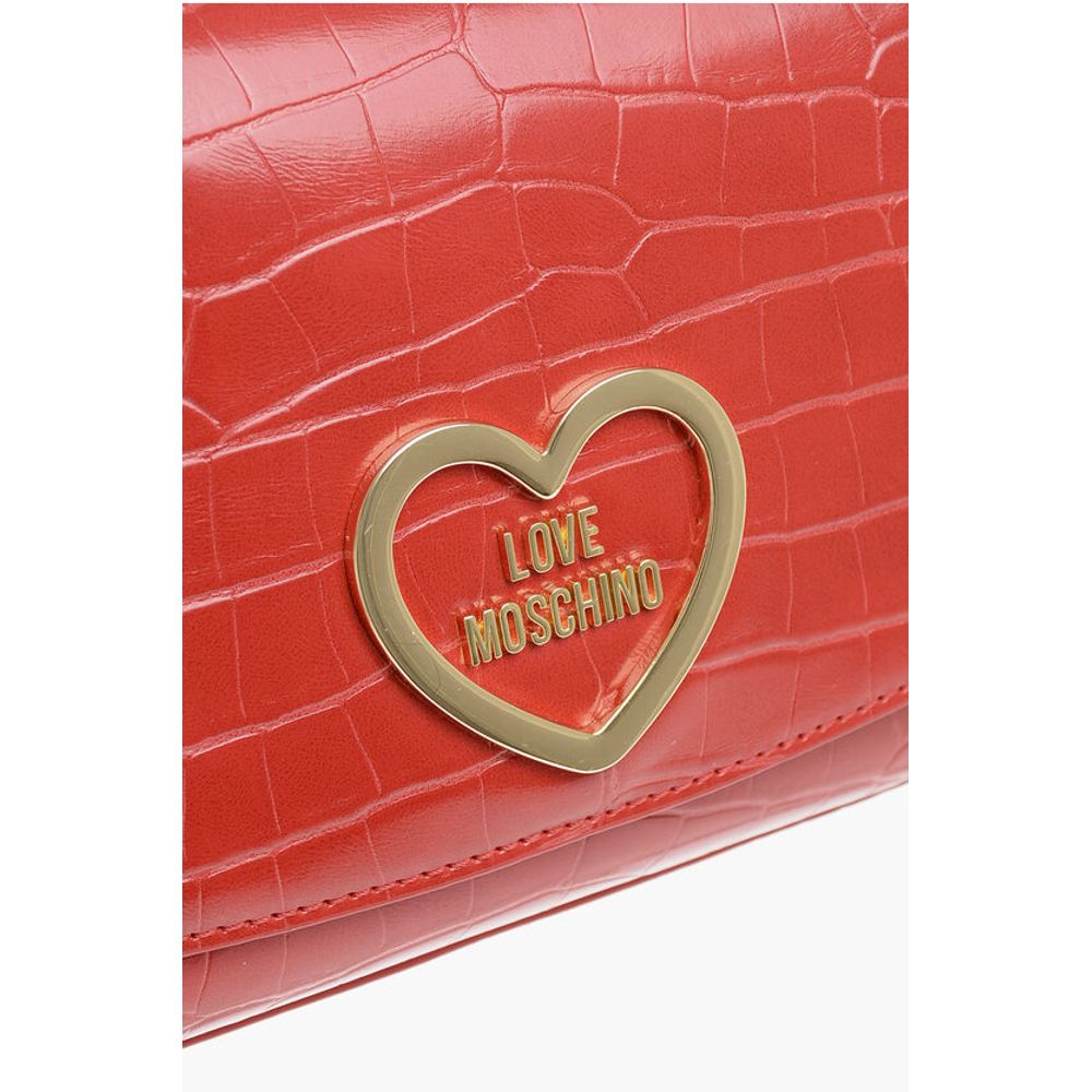 Moschino LOVE Crocodile Effect Faux Leather Shoulder Bag