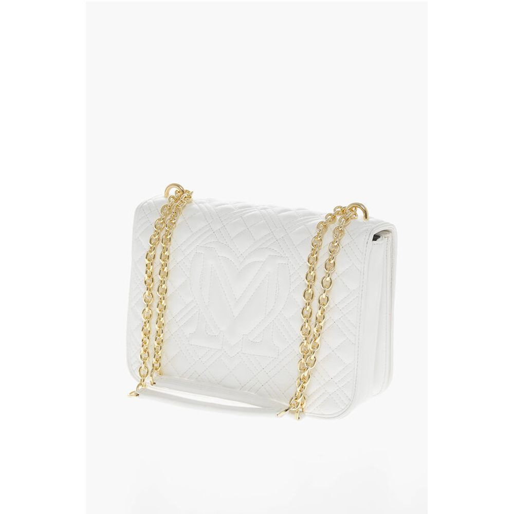 Moschino LOVE Faux Leather Quilted Shoulder Bag with LM on the back