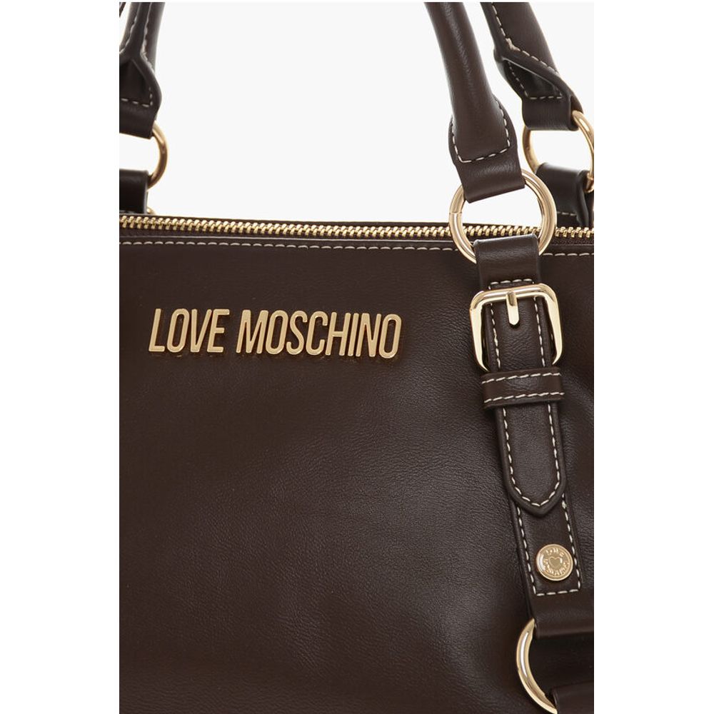 Moschino LOVE Faux Leather Hande Bag With Golden Logo