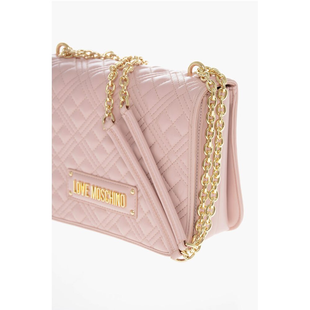 Moschino LOVE Faux Leather Quilted Shoulder Bag with LM on the back