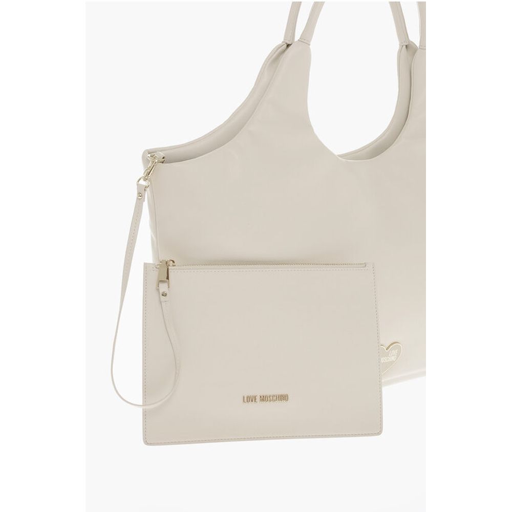 Moschino LOVE Faux Leather MARSHMALLOW Hobo Bag with Matched Pouch