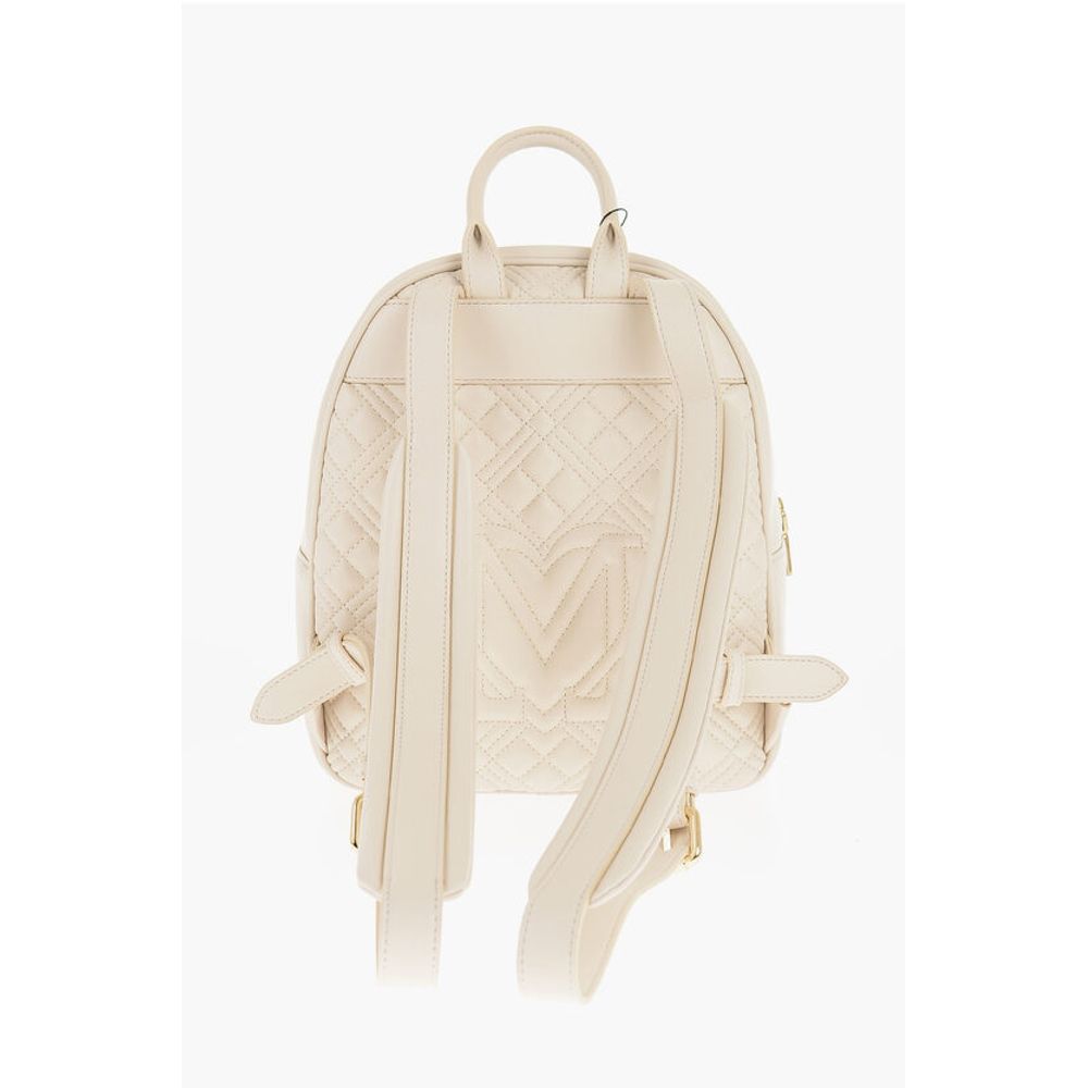 Moschino LOVE Quilted Faux Leather Backpack with Golden Logo
