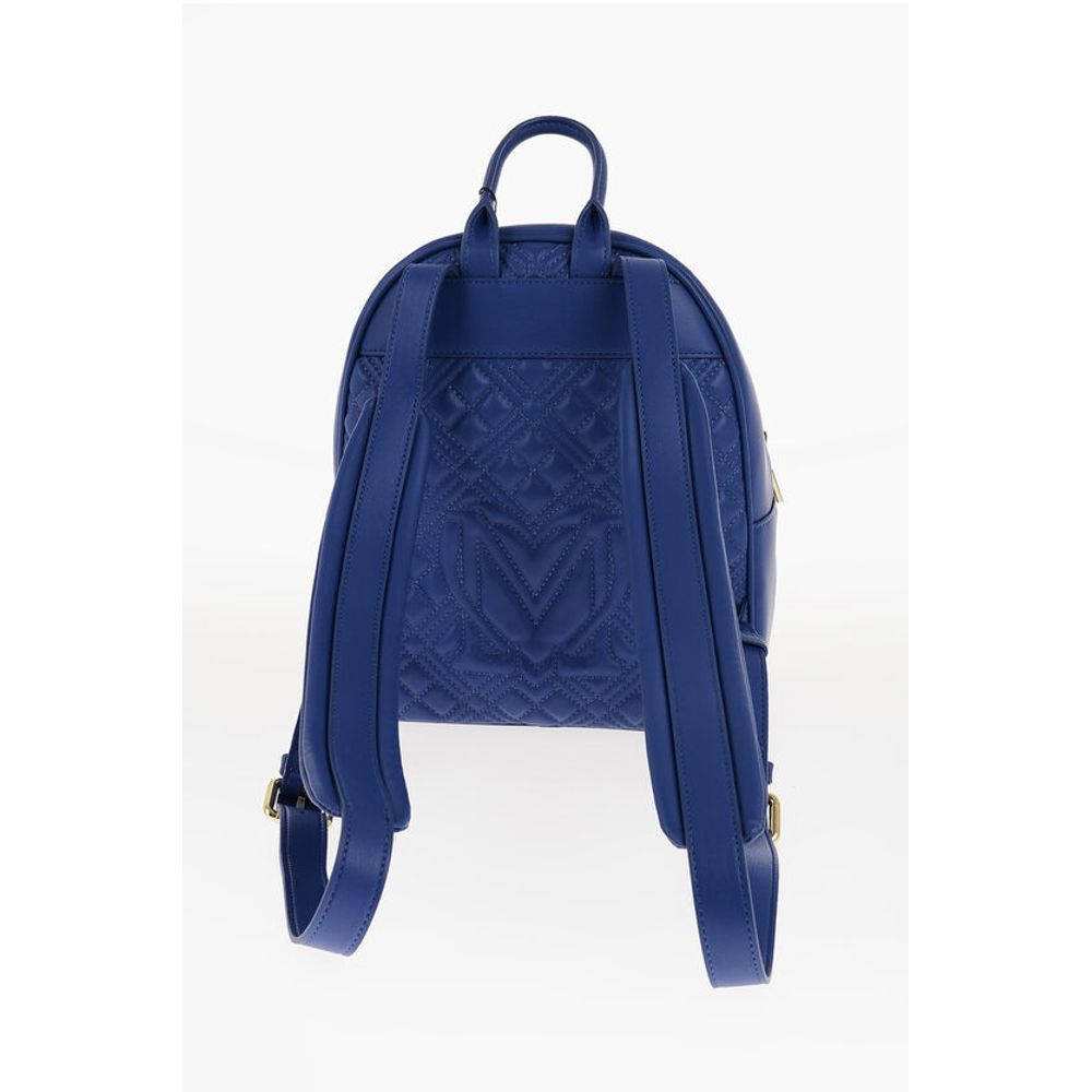 Moschino LOVE Quilted Faux Leather Backpack with Golden Logo