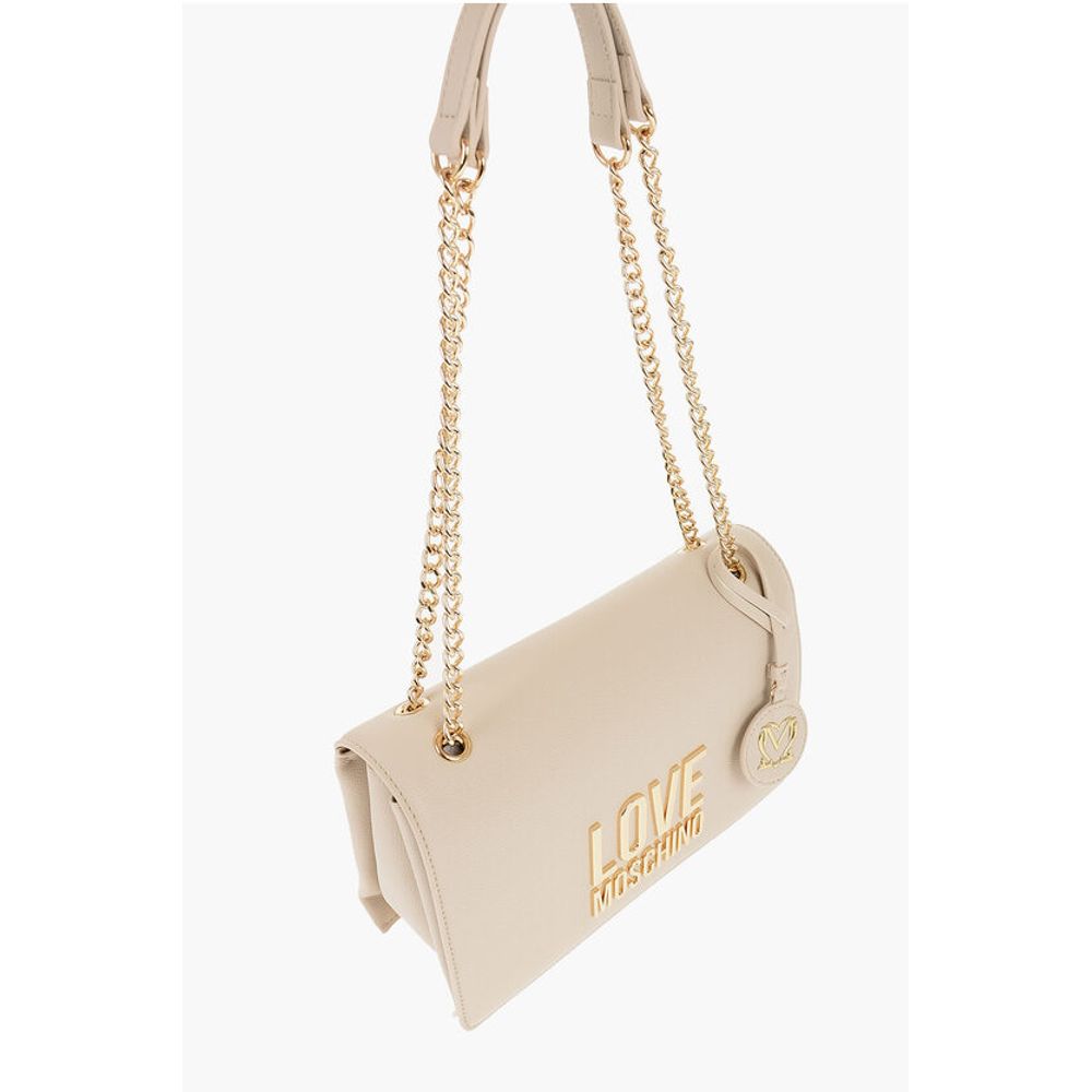 Moschino LOVE Faux Leather Shoulder Bag with Golden Details